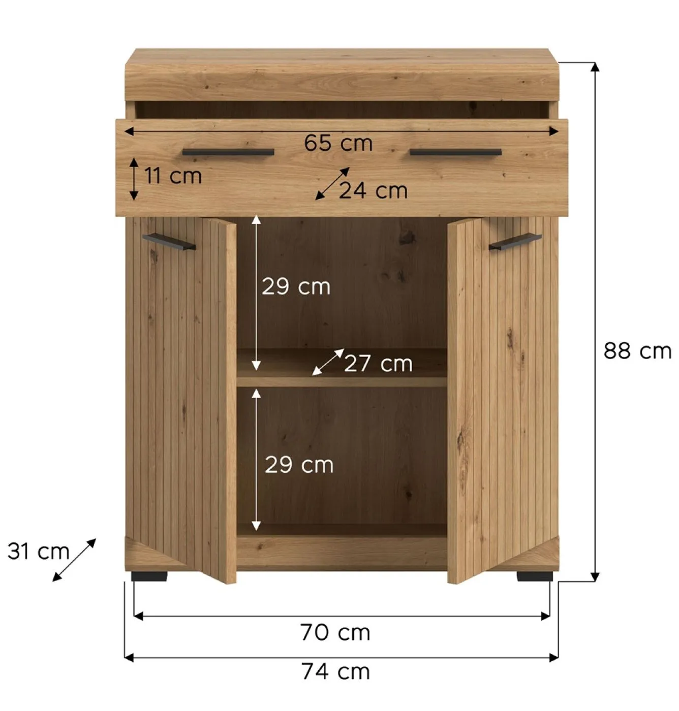 Standschrank breit Scout | mit Schubkasten | Artisan Eiche