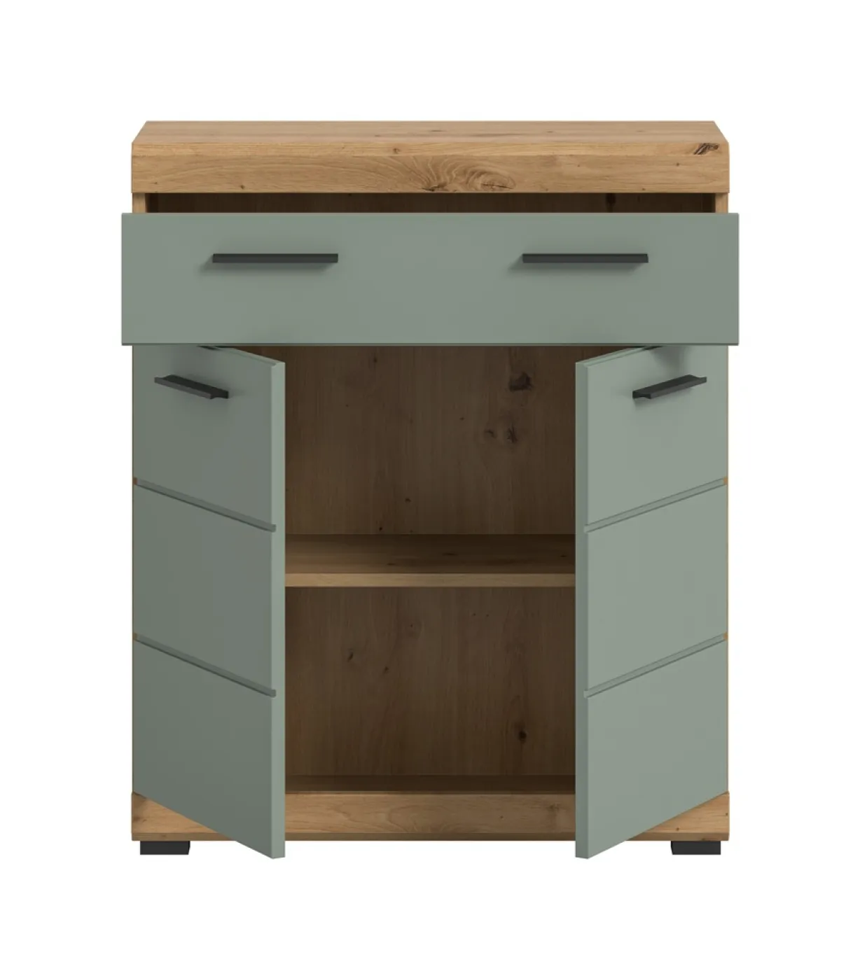 Standschrank breit Scout | mit Schubkasten | Salbei / Artisan Eiche