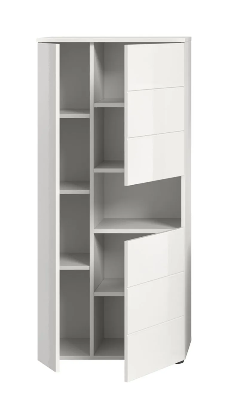 Standschrank breit Vira | weiß / weiß Hochglanz