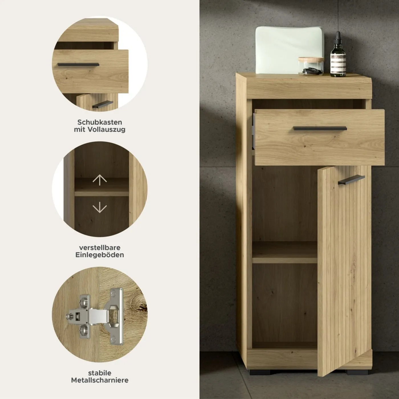 Standschrank Scout | mit Schubkasten | Artisan Eiche