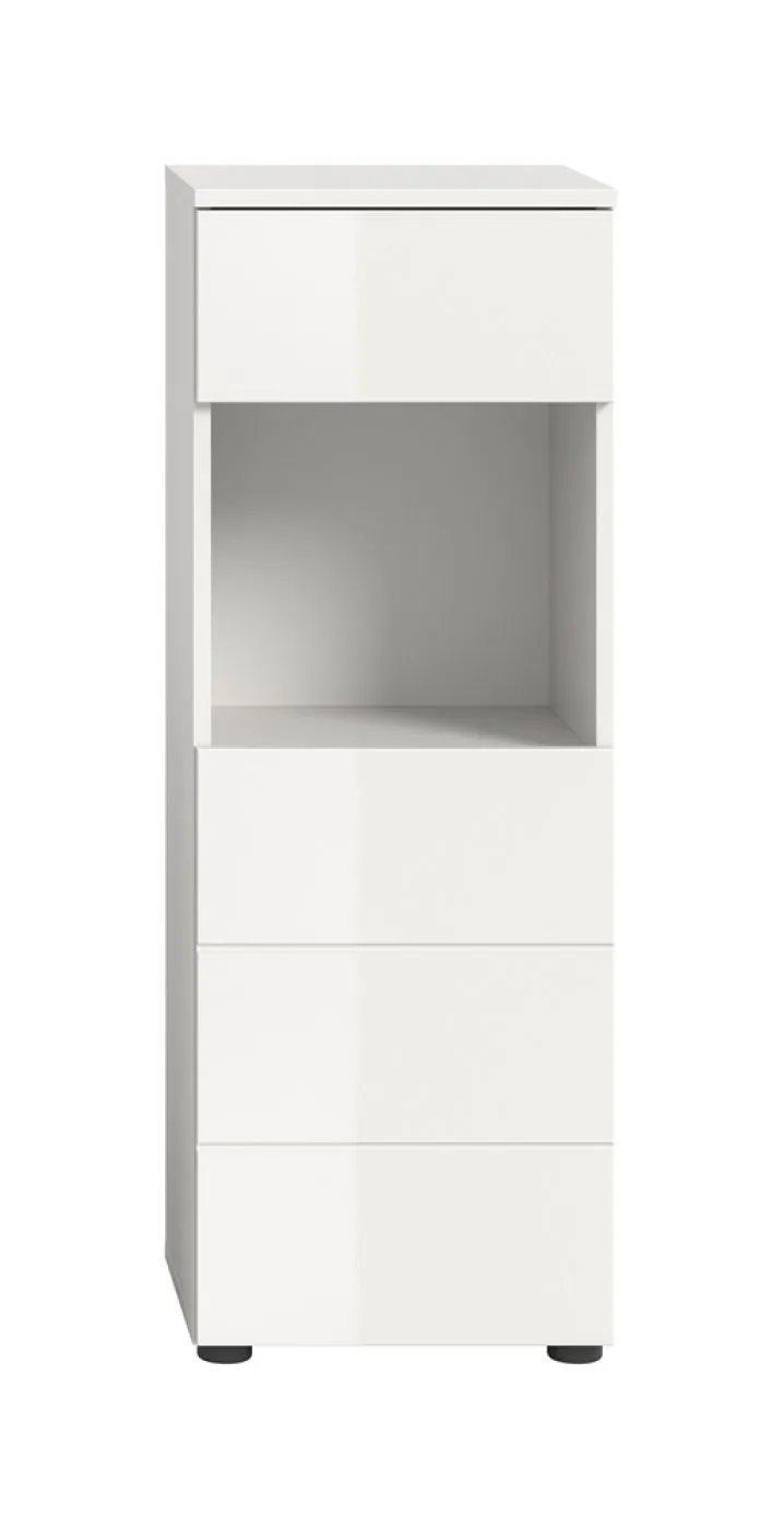 Standschrank Vira klein | weiß / weiß Hochglanz