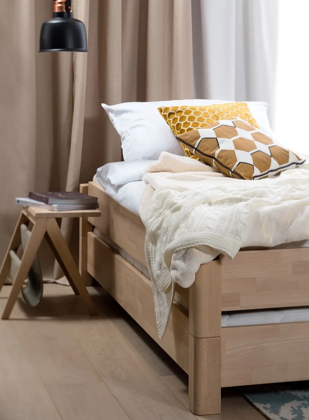 Stapelbett Freesia | 2er Set | Buche massiv | natur geölt | 90x200