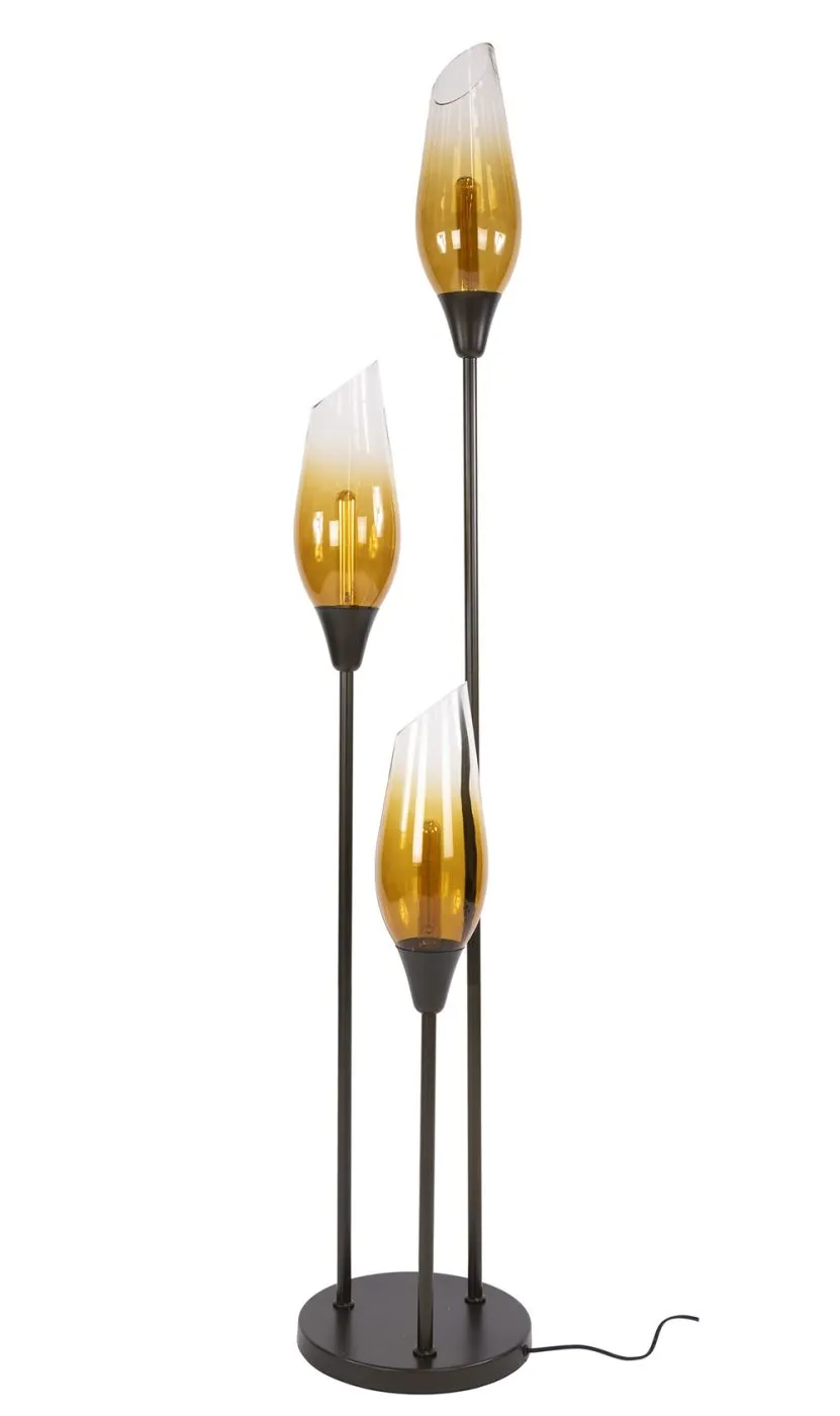 Stehlampe Ambera | 3 Leuchten | Glas | Sienna braun-shaded