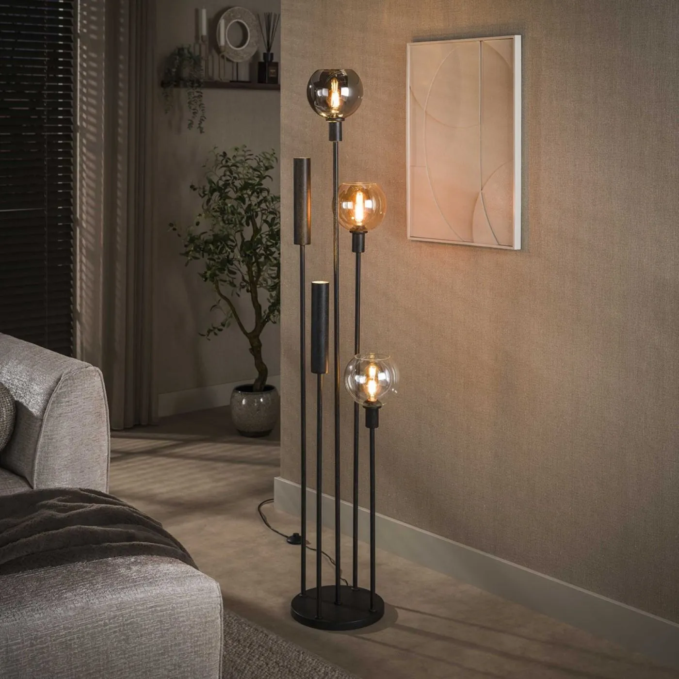 Stehlampe Rafina | 5 Leuchten | Glas / Metall | artic schwarz