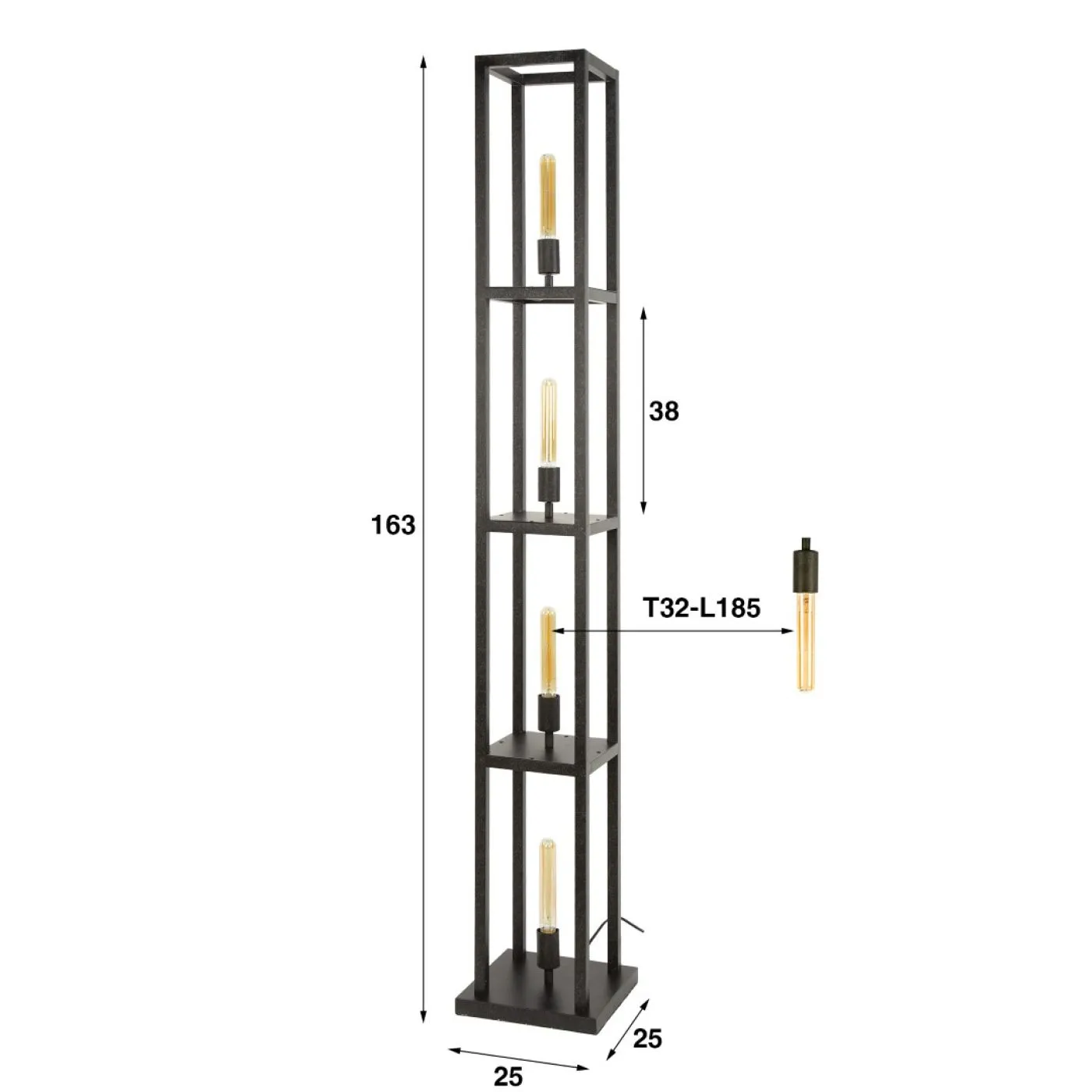 Stehlampe Story | 4 Leuchten | Metall | Artic schwarz | 160 cm