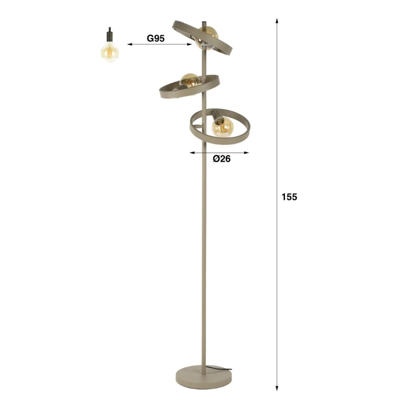 Stehlampe Yoko | 3 Leuchten | Metall | Beige