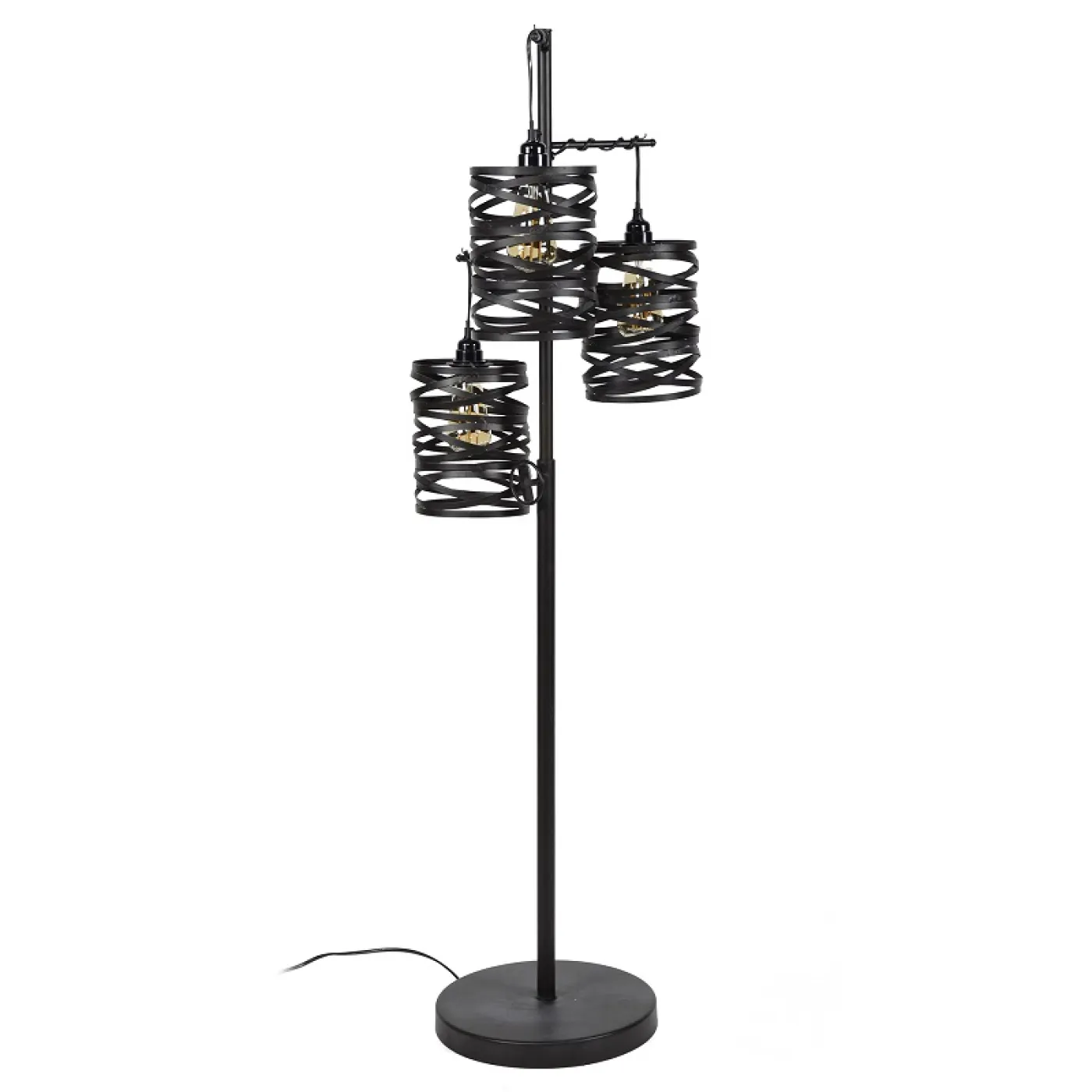Stehleuchte Alvan 3 Lampen | Spiralschirm | schiefergrau