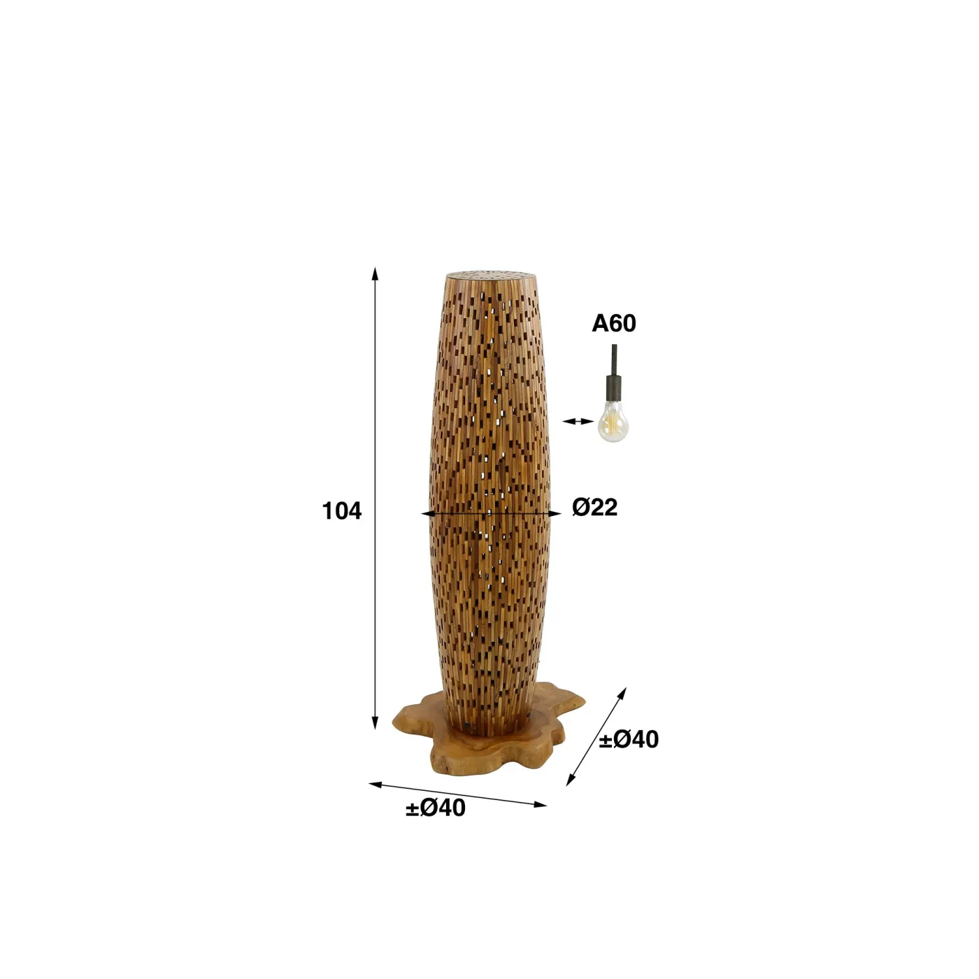 Stehleuchte Peoria | Holzgestell | natur | 40x104
