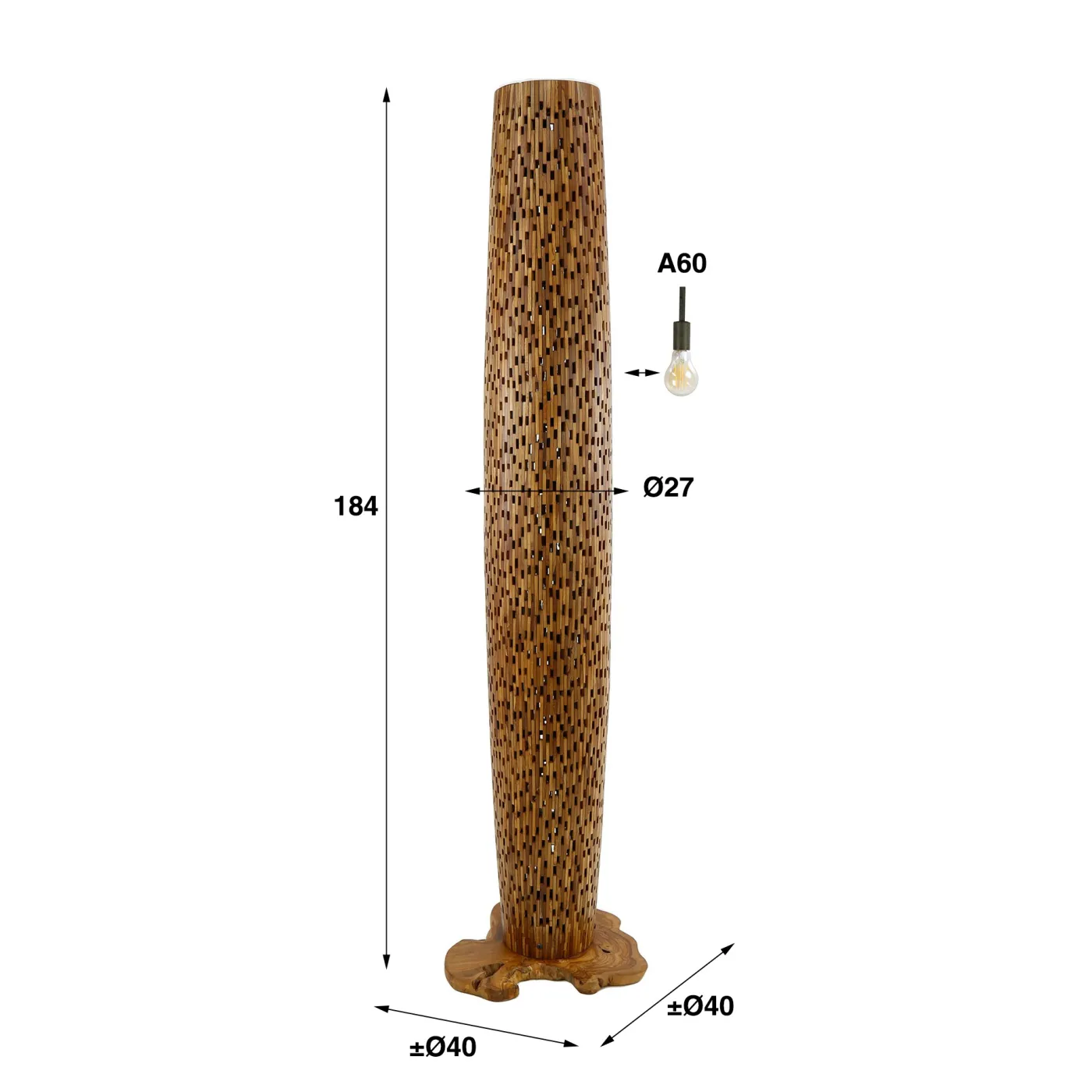 Stehleuchte Peoria | Holzgestell | natur | verschiedene Größen