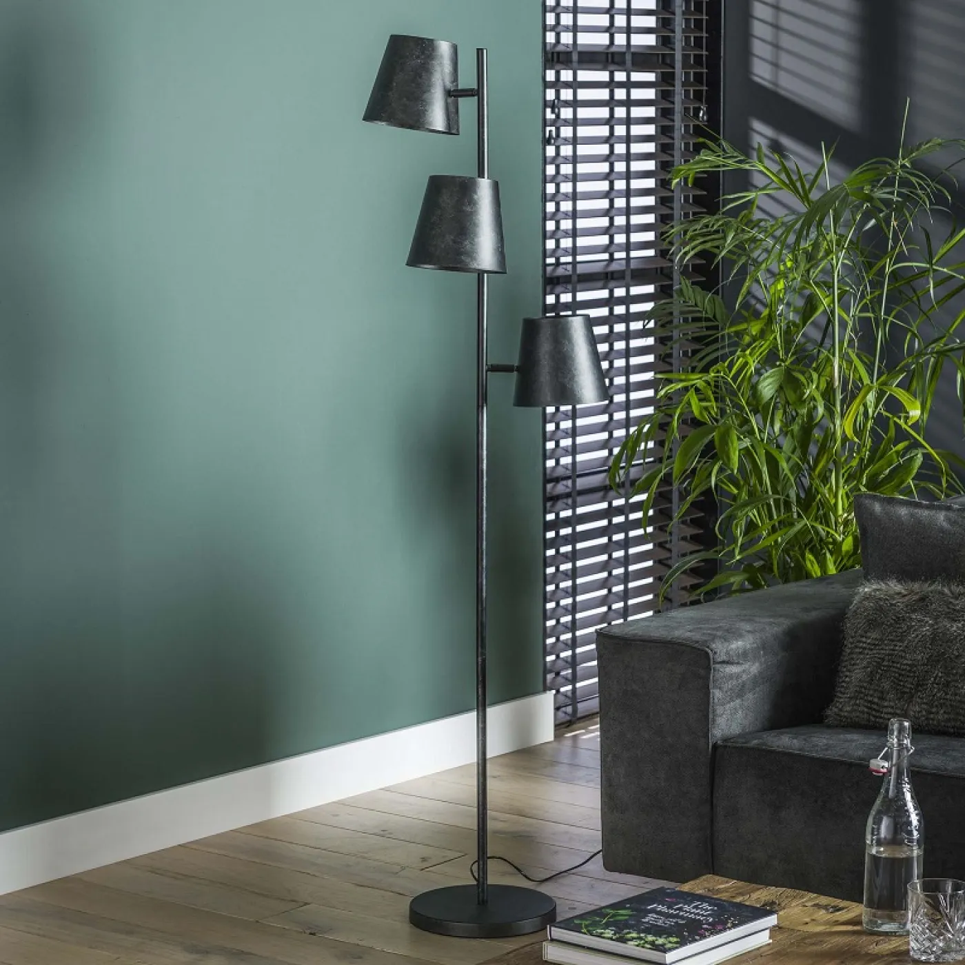 Stehleuchte Pino 3 Lampen | Stahl | Charcoal grau