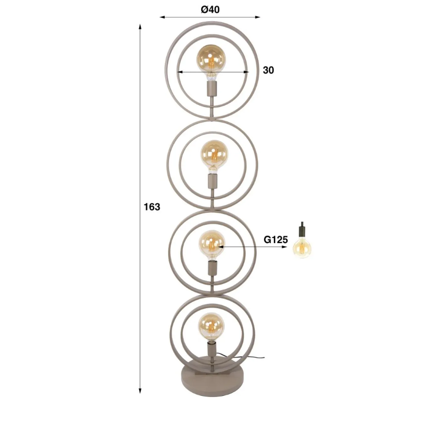 Stehleuchte Vejin 4 Lampen | Metallringe | Beige