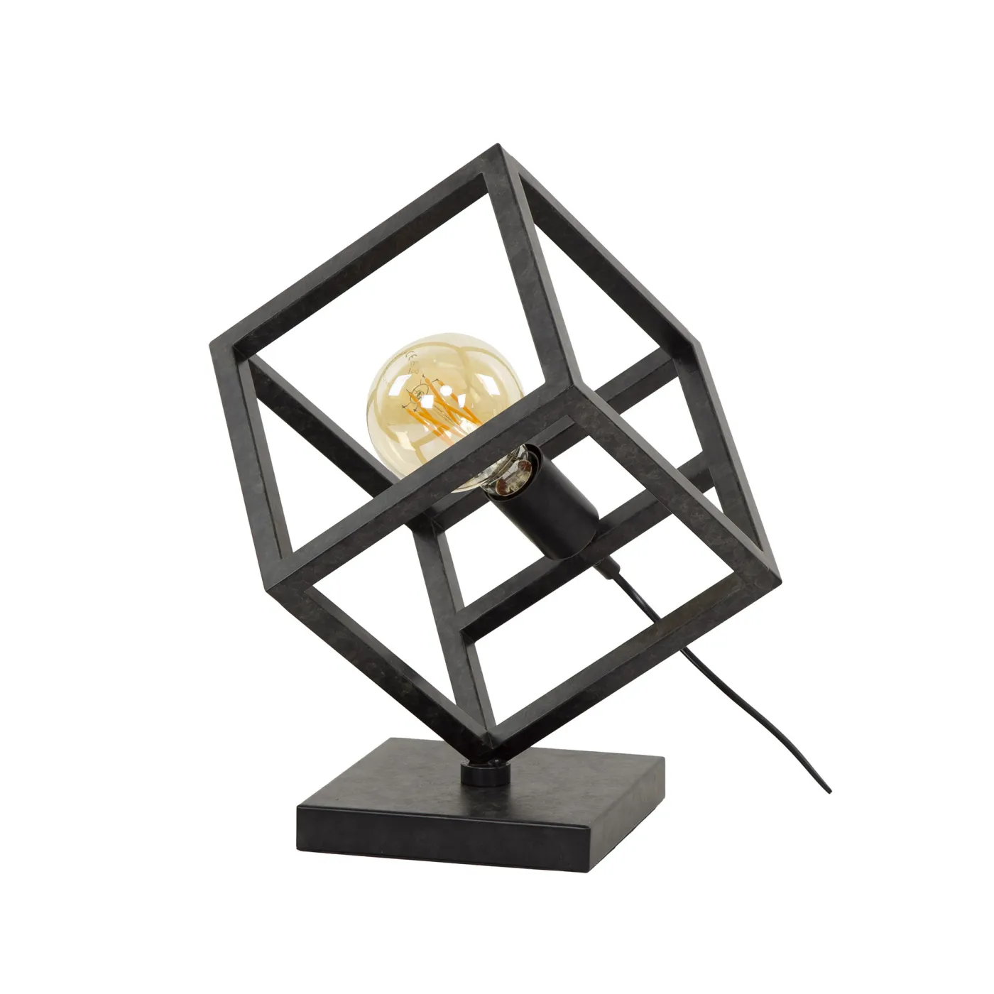 Tischlampe Atom | Metallwürfel | anthrazit