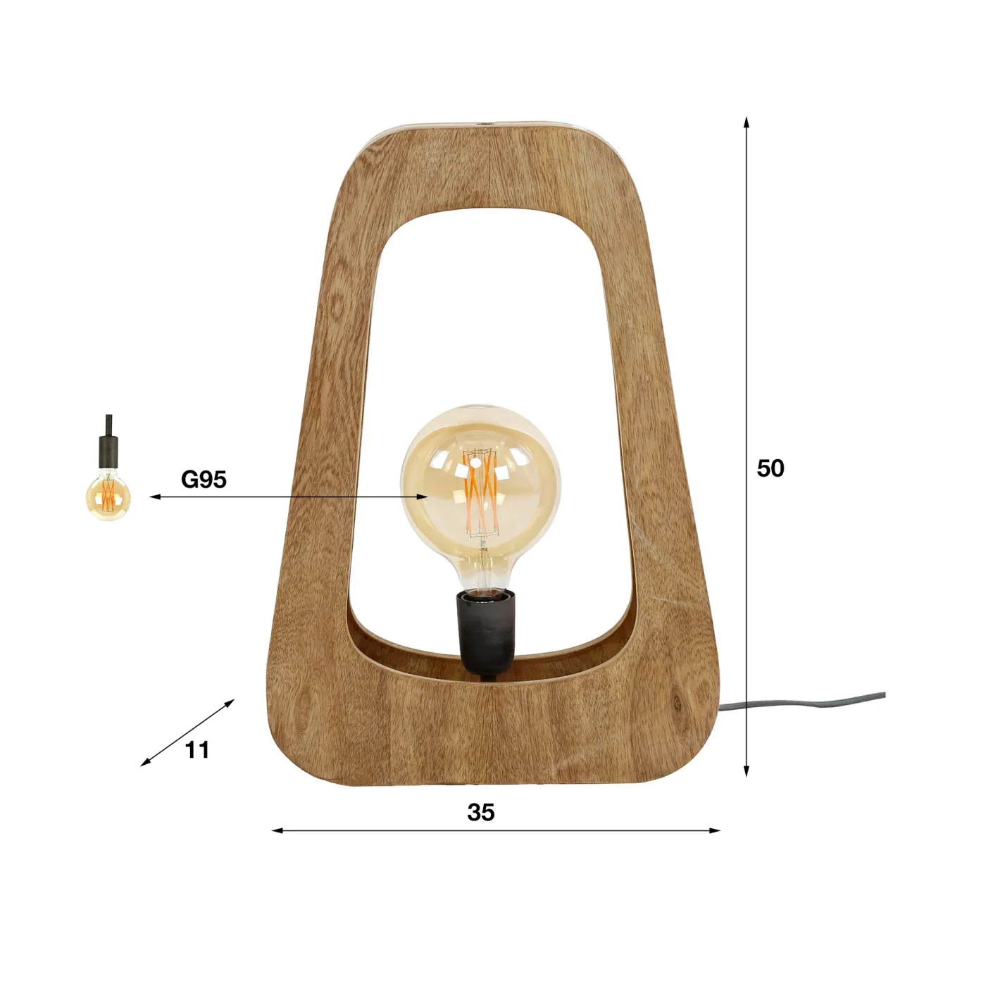 Tischlampe Bas | Mango massiv | Naturfarben