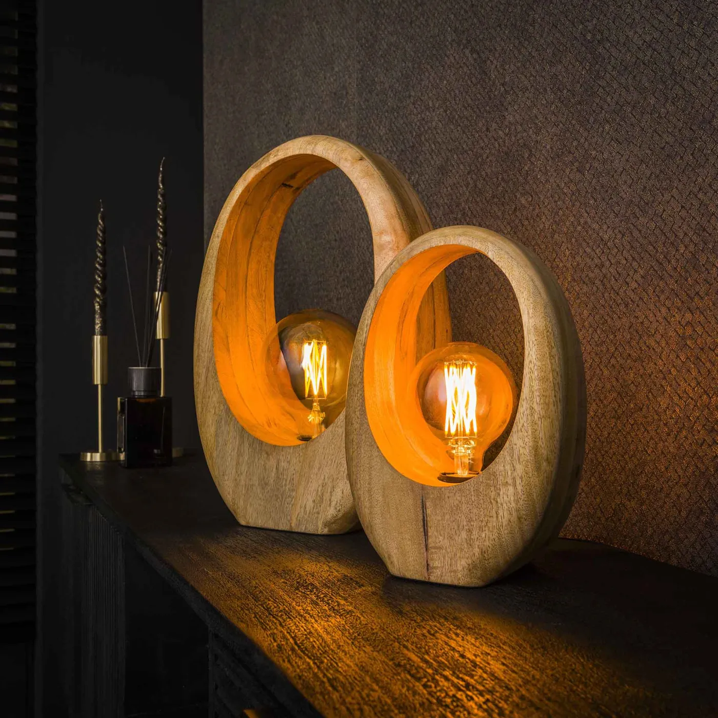 Tischlampe Kuma | Mango massiv | 30 cm | naturel