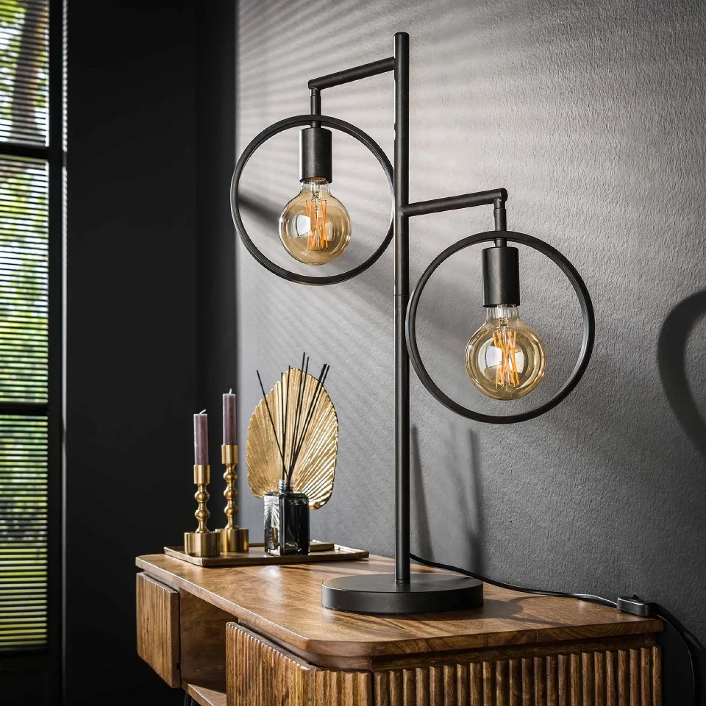 Tischlampe Machi | 2 Leuchten | Metall | Charcoal