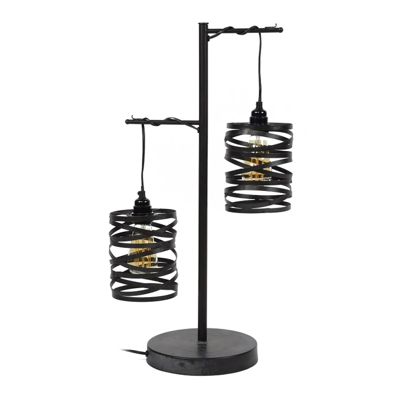Tischleuchte Alvan 2 Lampen | Spiralschirm | schiefergrau