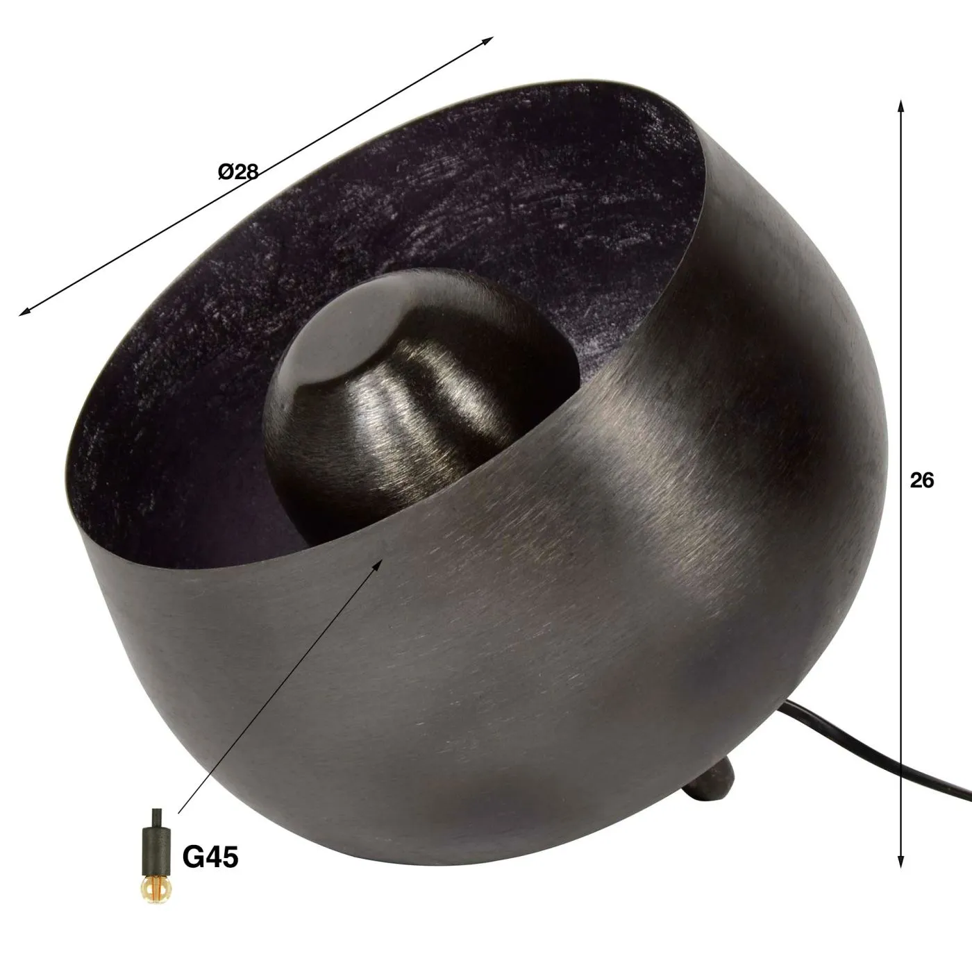 Tischleuchte Seja | Korb | schwarz Nickel | Ø28