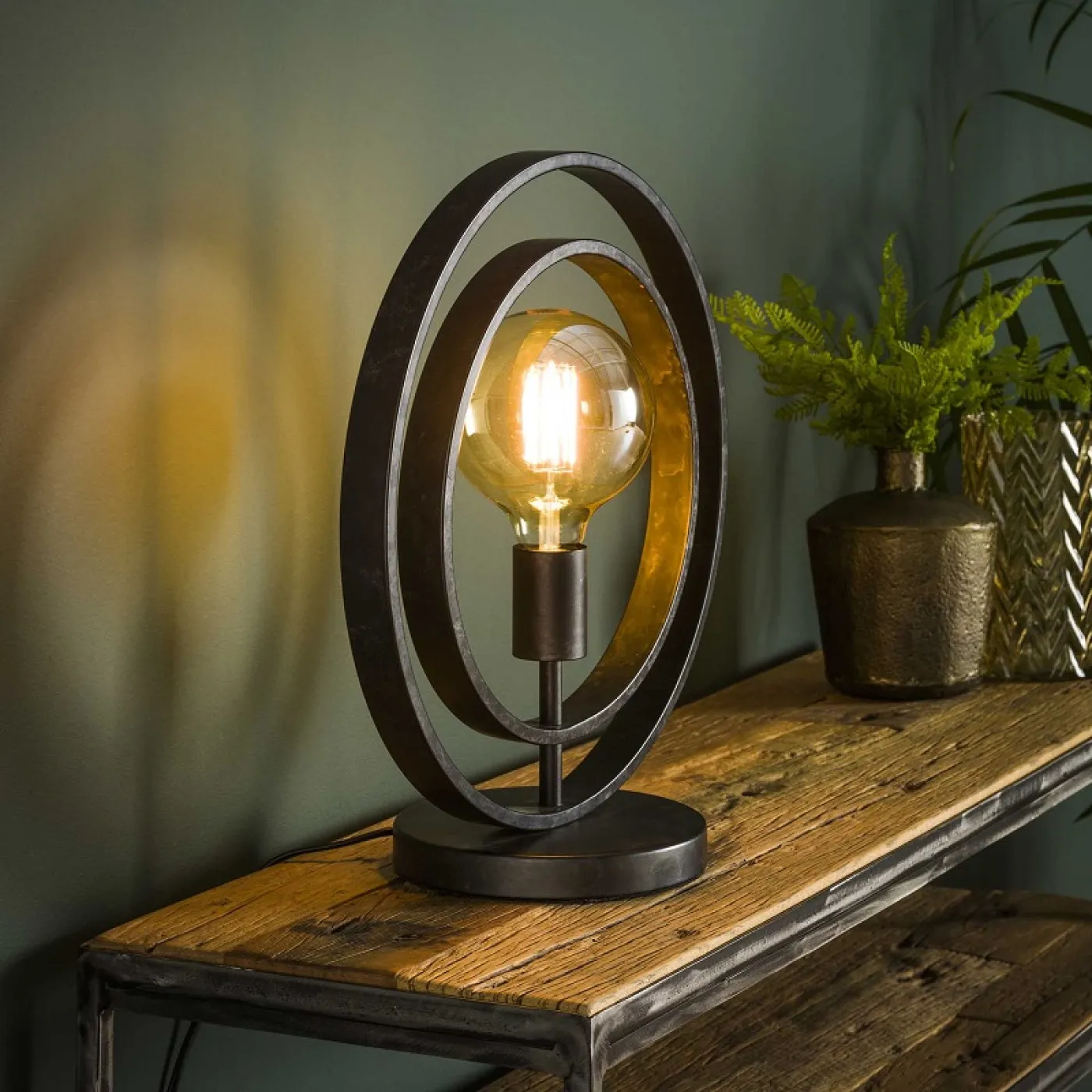 Tischleuchte Vejin | Metallringe | Charcoal grau