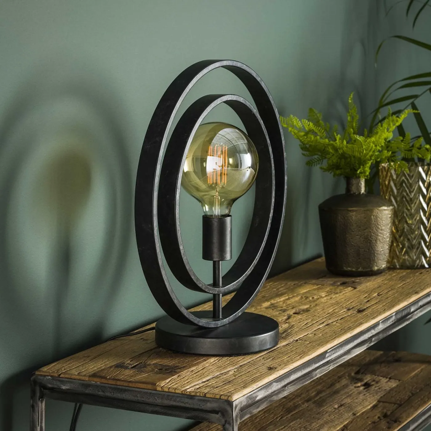 Tischleuchte Vejin | Metallringe | Charcoal grau