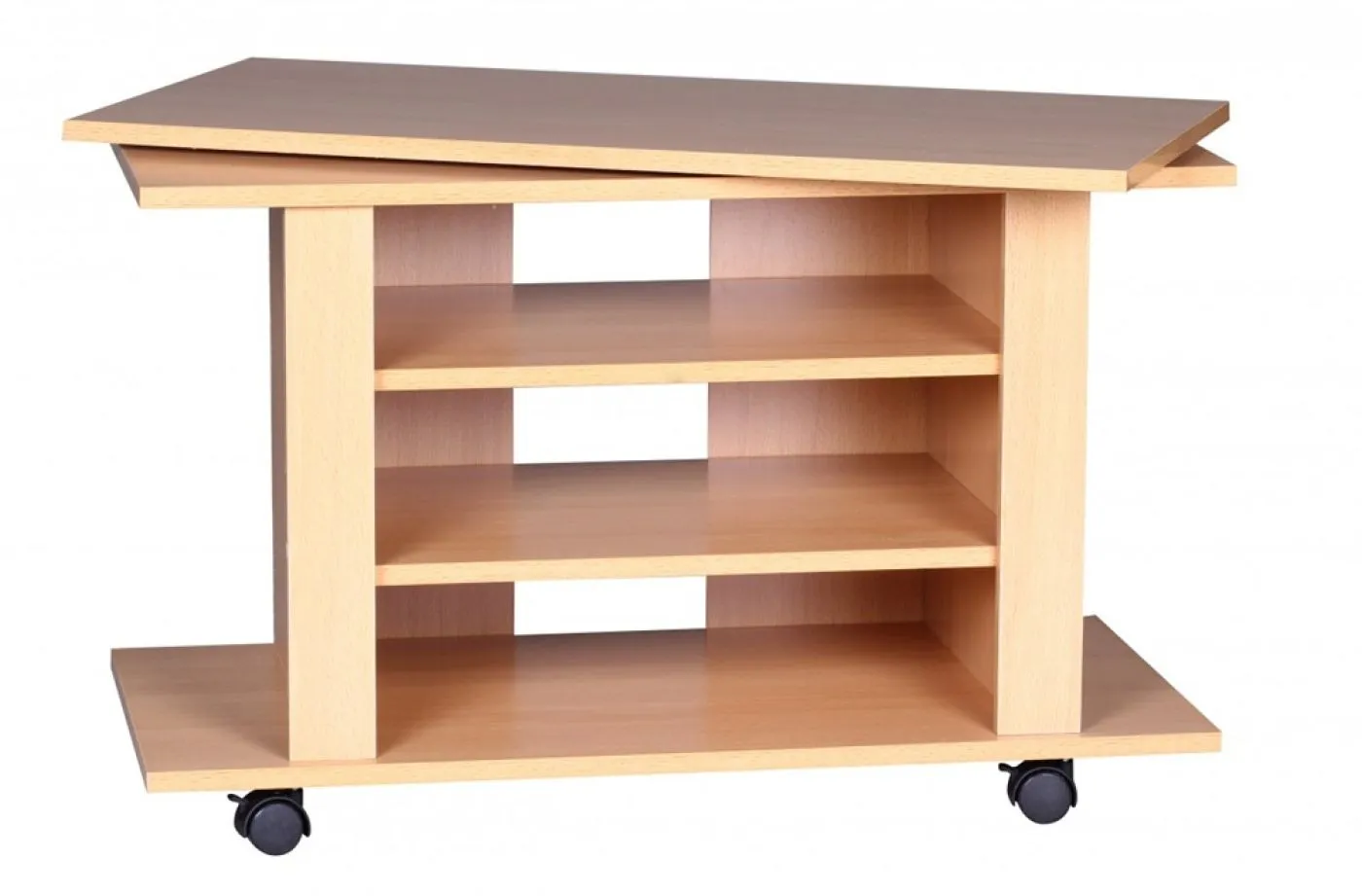 TV-Board Buche | drehbar / rollbar| braun
