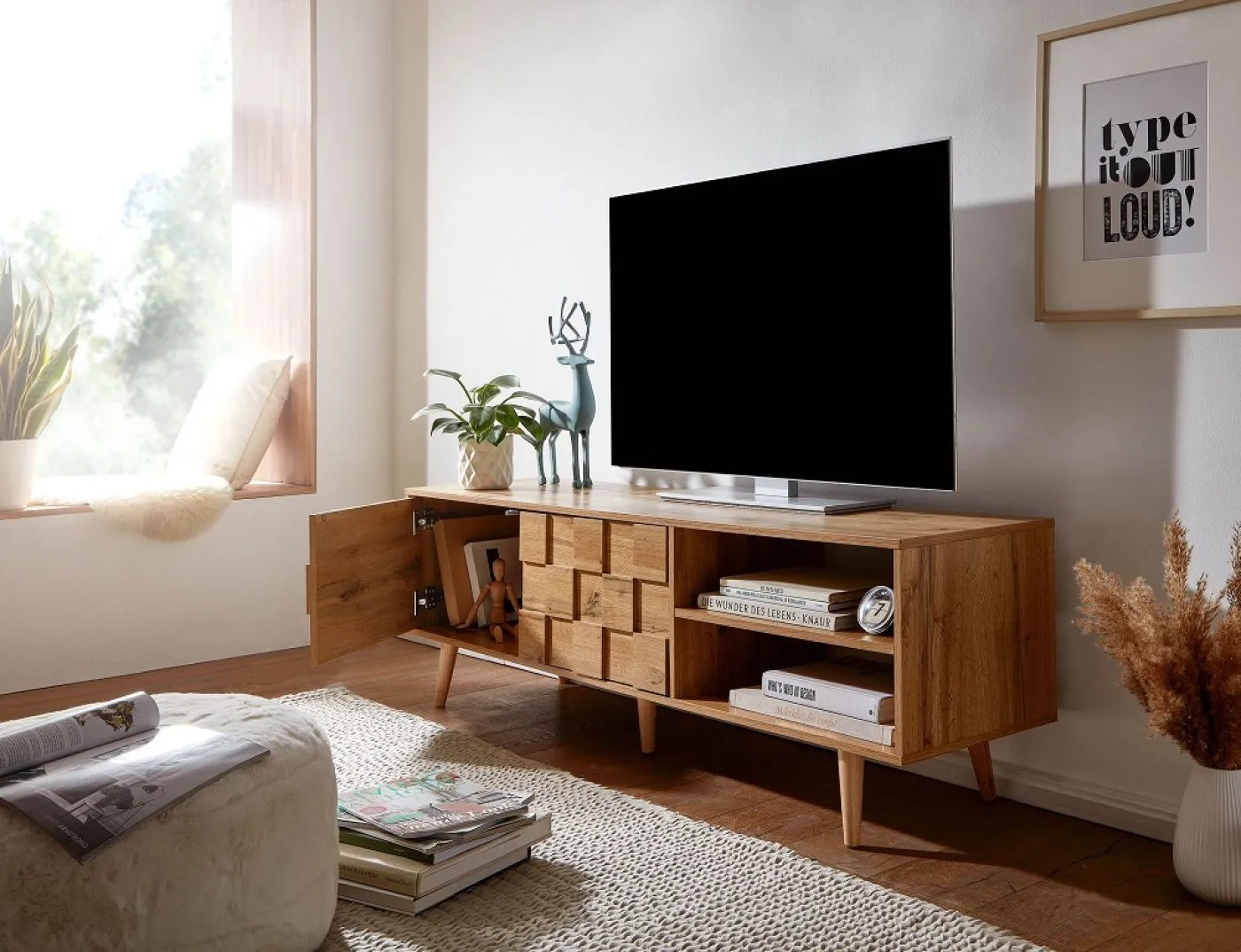 TV-Board Checka | Eiche | braun