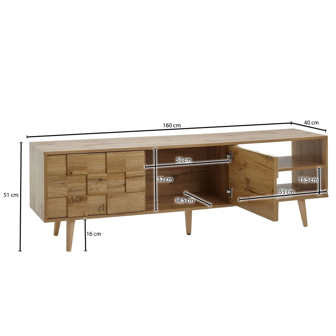 TV-Board Checka | Eiche | braun