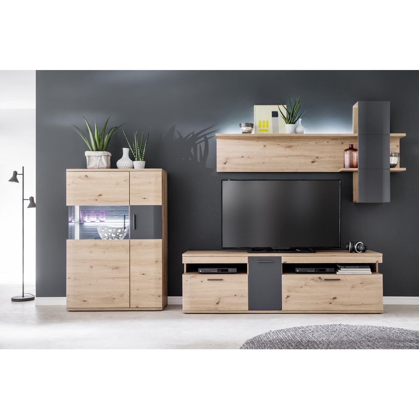TV-Board Cortona 2 | Balkeneiche / anthrazit