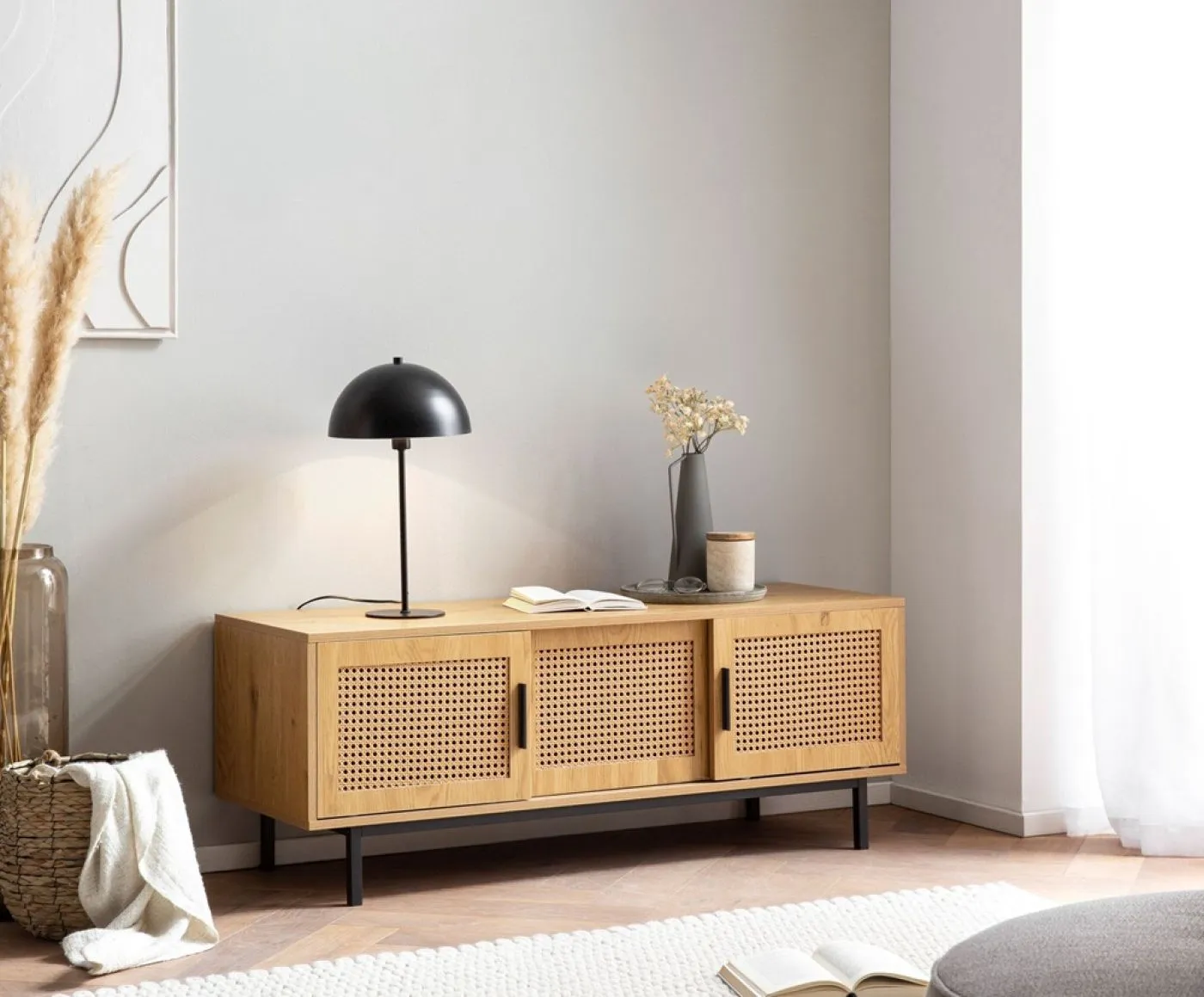 TV-Board French | Geflecht | braun / schwarz