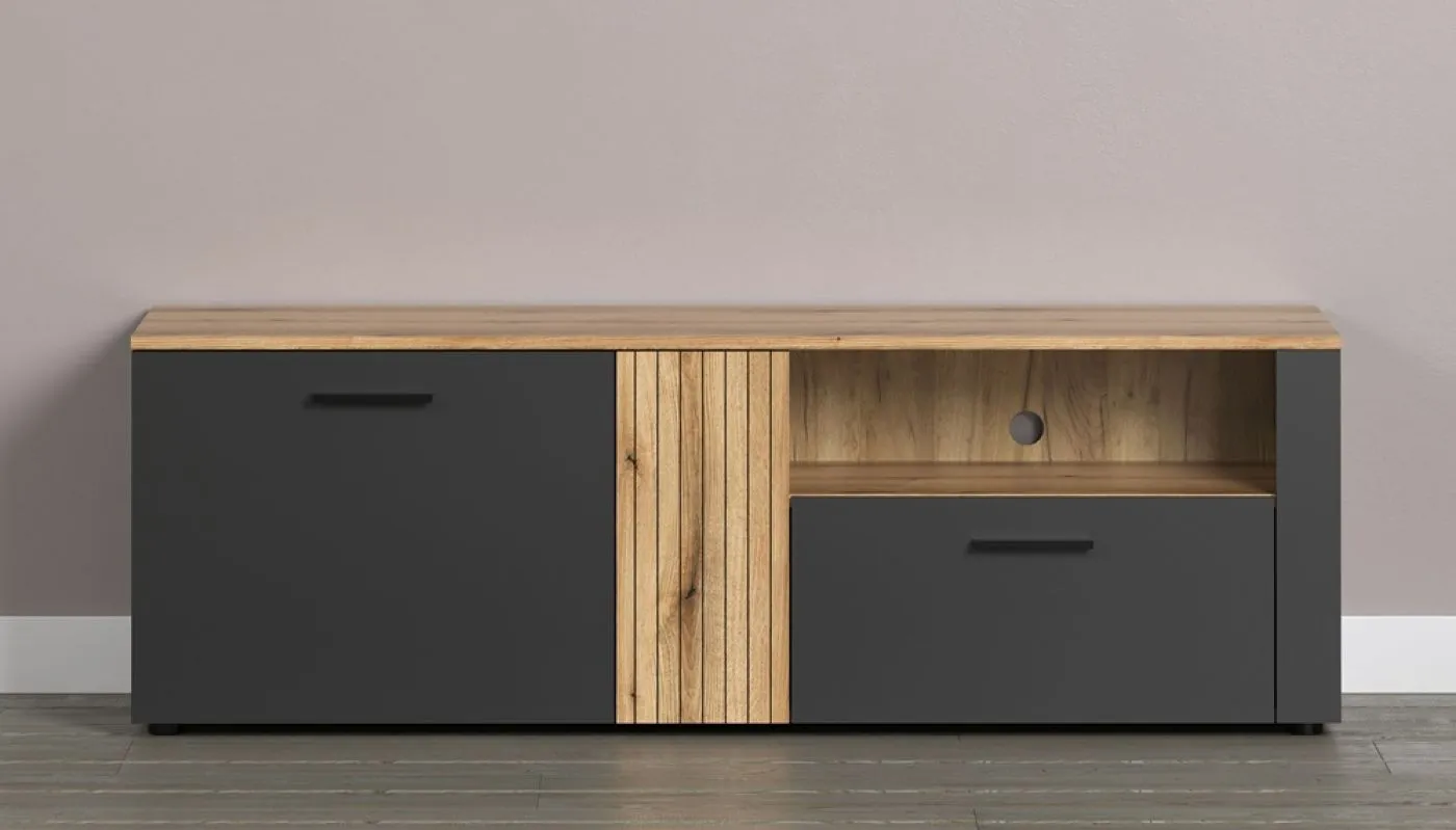 TV-Board Lowboard Esteban 1 | Anthrazit / Coast Evoke Oak