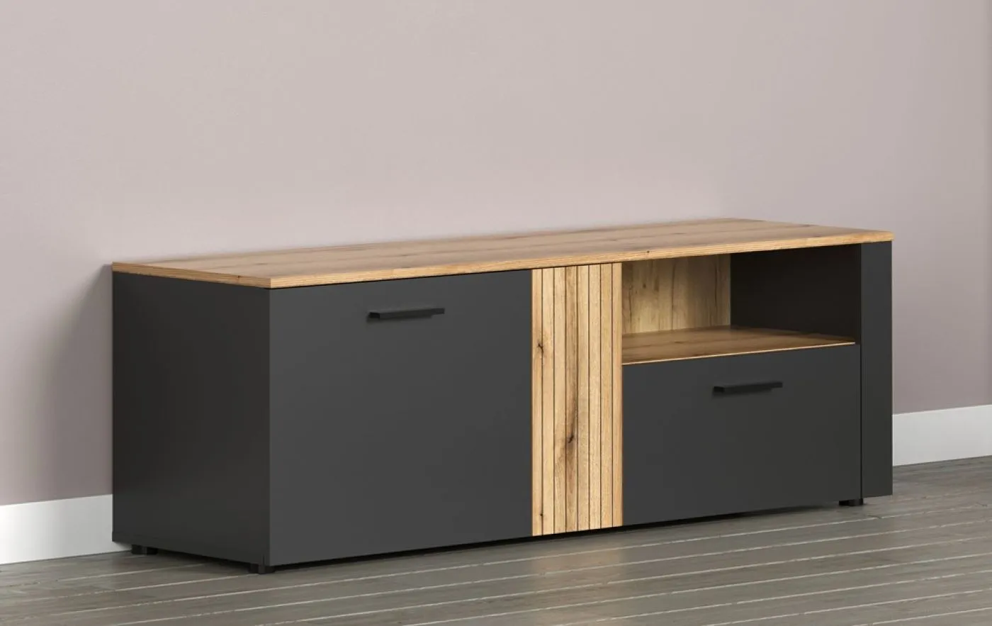 TV-Board Lowboard Esteban 1 | Anthrazit / Coast Evoke Oak