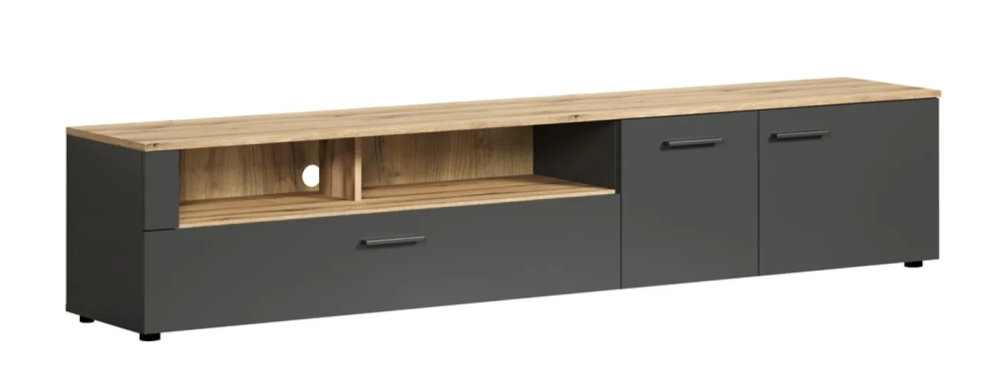 TV-Board Lowboard Esteban Anthrazit / Coast Evoke Oak ohne LED
