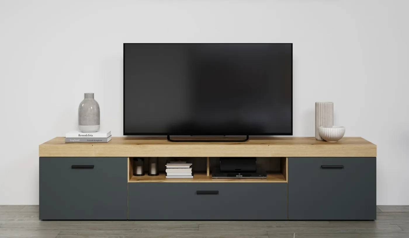TV-Board Lowboard Tyler | grau / Coast Evoke Eiche ohne Beleuchtung