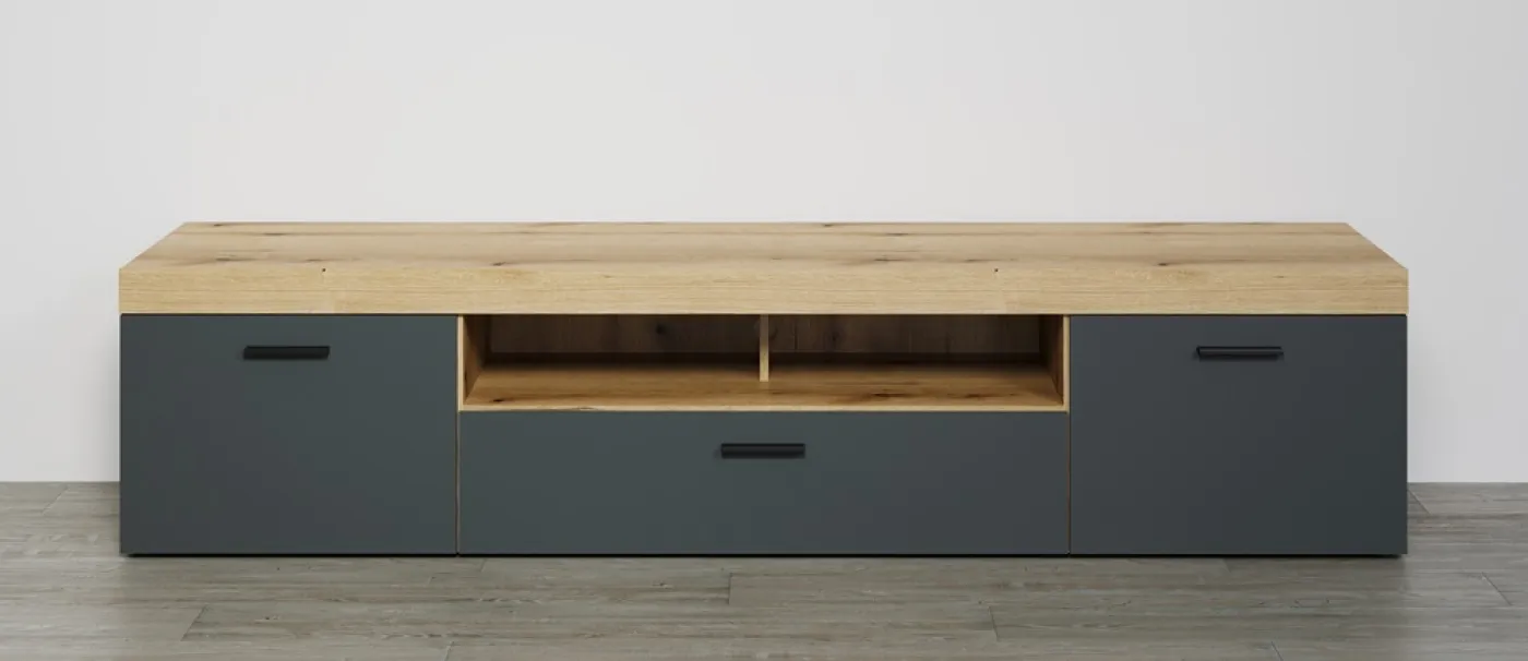 TV-Board Lowboard Tyler | grau / Coast Evoke Eiche ohne Beleuchtung