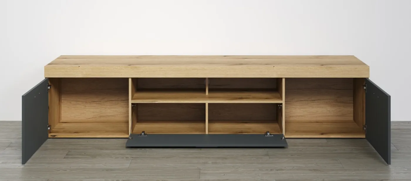 TV-Board Lowboard Tyler | grau / Coast Evoke Eiche ohne Beleuchtung