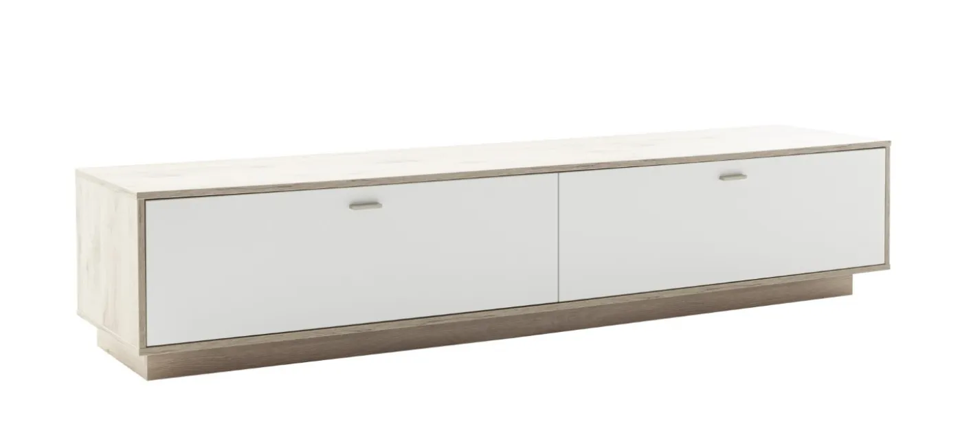 TV-Board Santerno mit Schubkästen | Soft white / Viking Oak