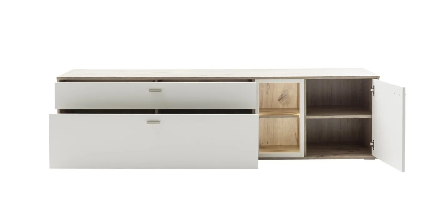 TV-Board Santerno | Soft white / Viking Oak | ohne Beleuchtung