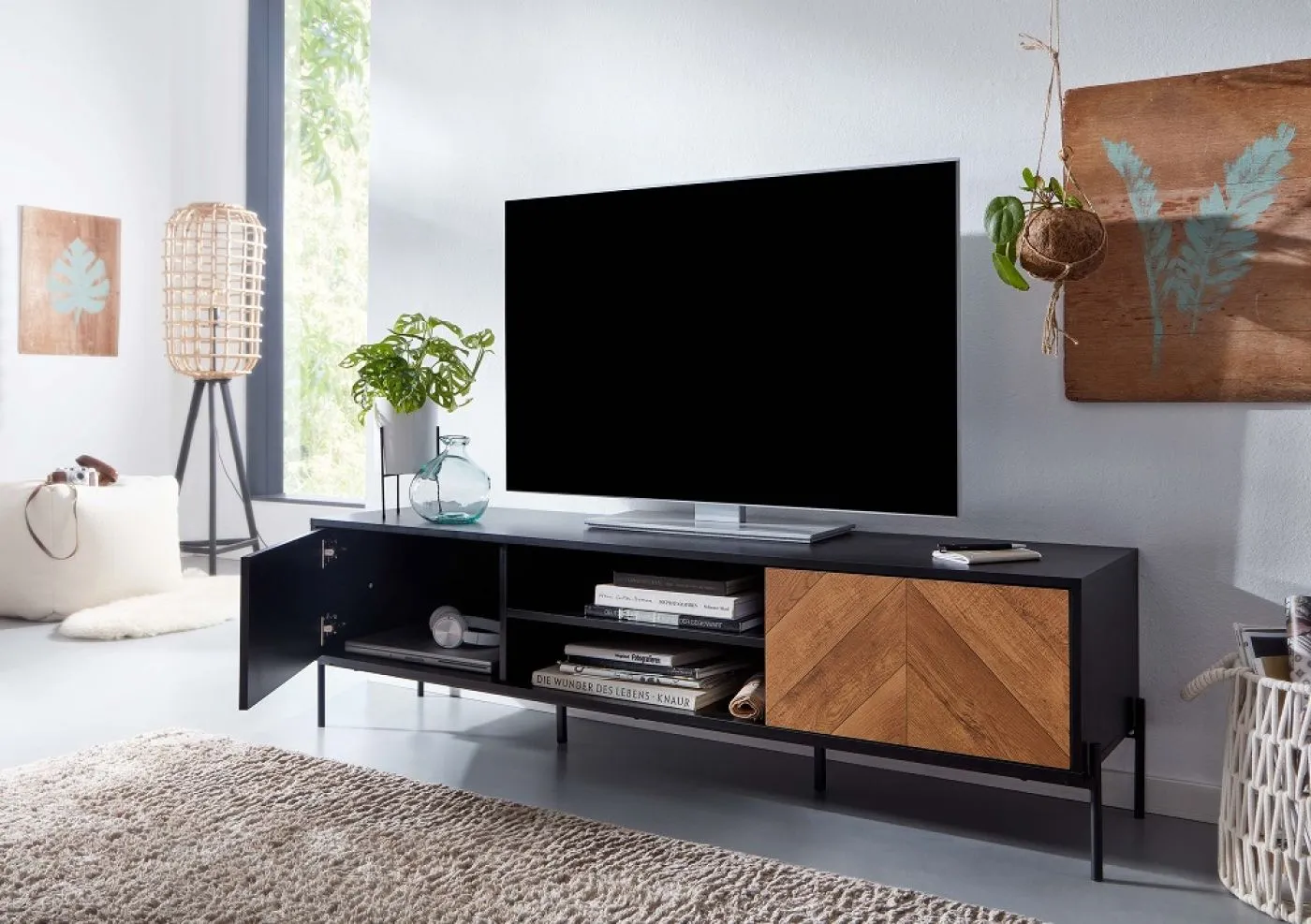 TV-Board Satia | Eiche | schwarz
