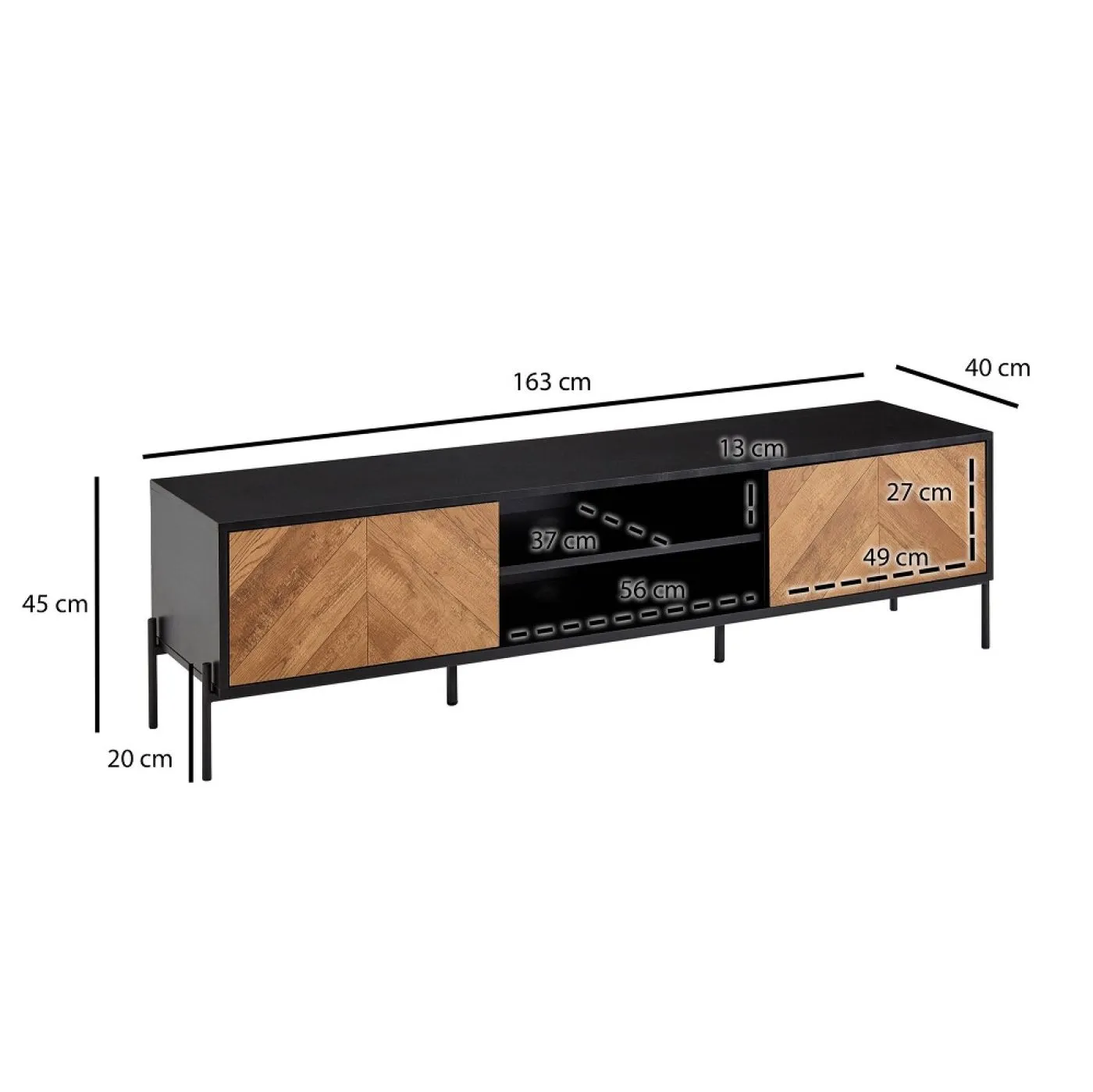 TV-Board Satia | Eiche | schwarz