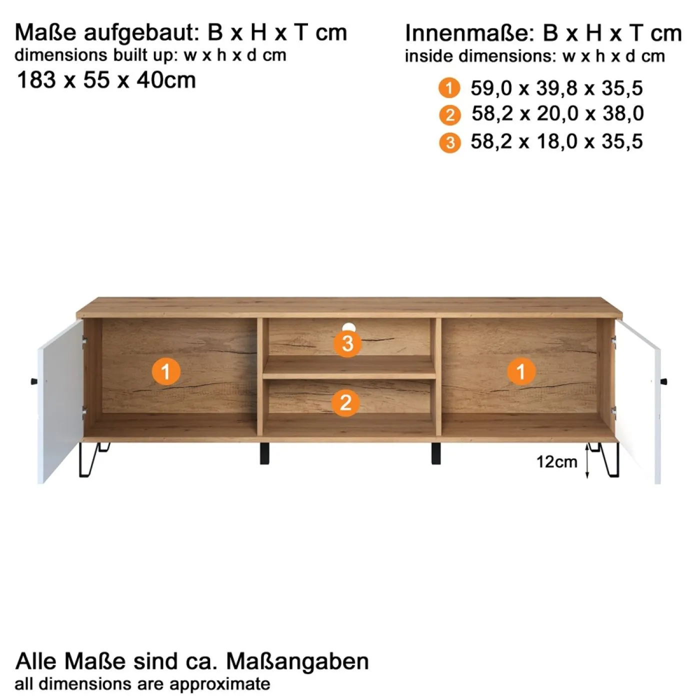 TV-Board Touch 1 | Artisan Eiche / weiß