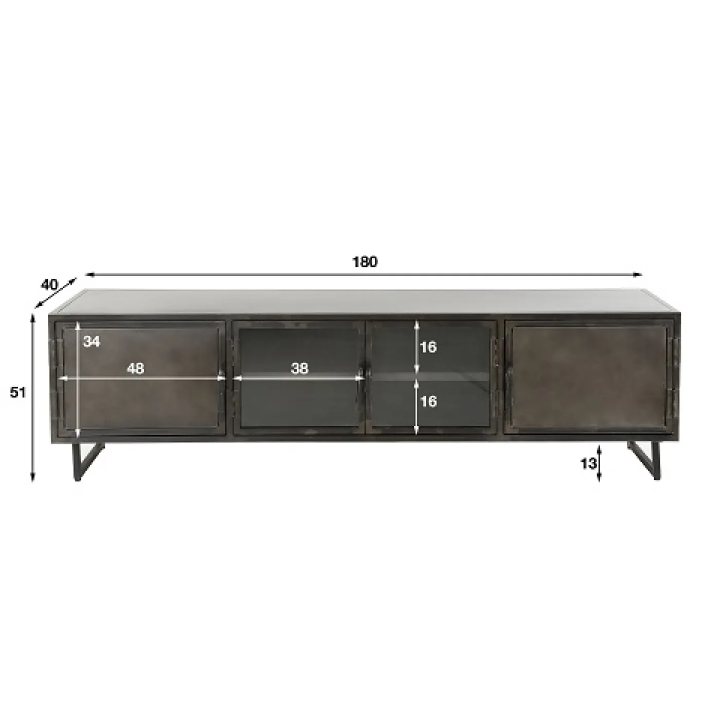 TV-Lowboard Edfu | Industrial | Metall | dunkelgrau