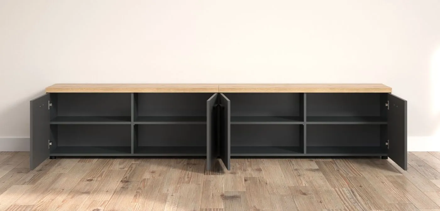 TV-Möbel Baggio | Anthrazit / Coast Evoke Oak | 2-teilig