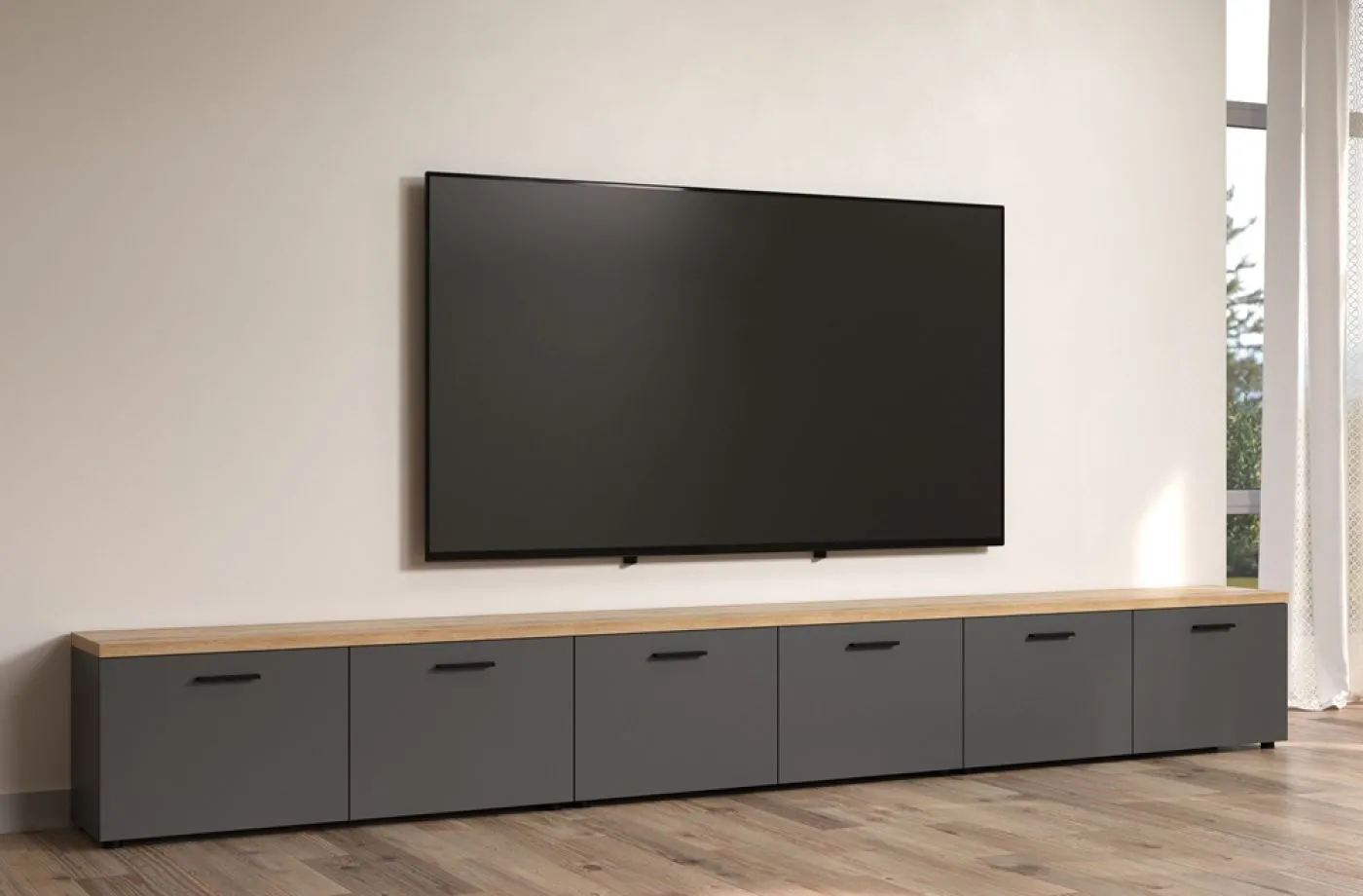 TV-Möbel Baggio | Anthrazit / Coast Evoke Oak | 3-teilig