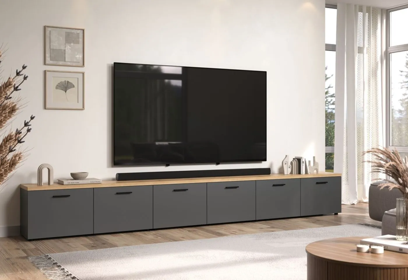 TV-Möbel Baggio | Anthrazit / Coast Evoke Oak | 3-teilig