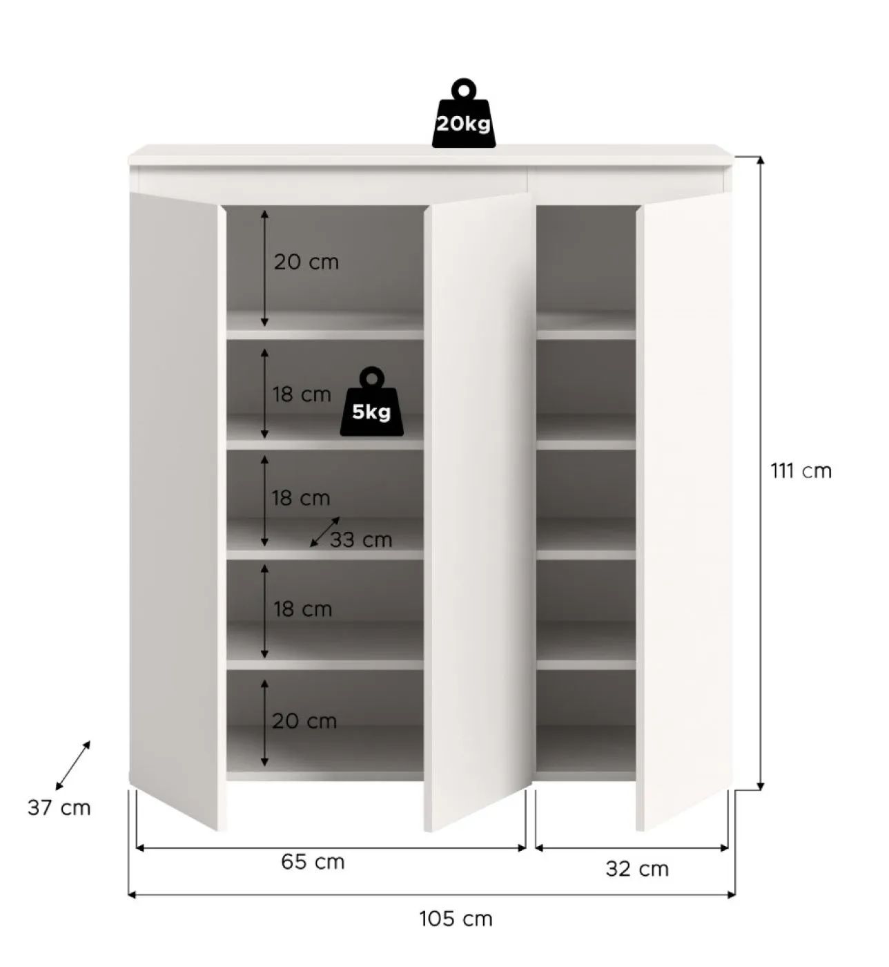 Kommode Scarpa | 105 x 110cm | weiß