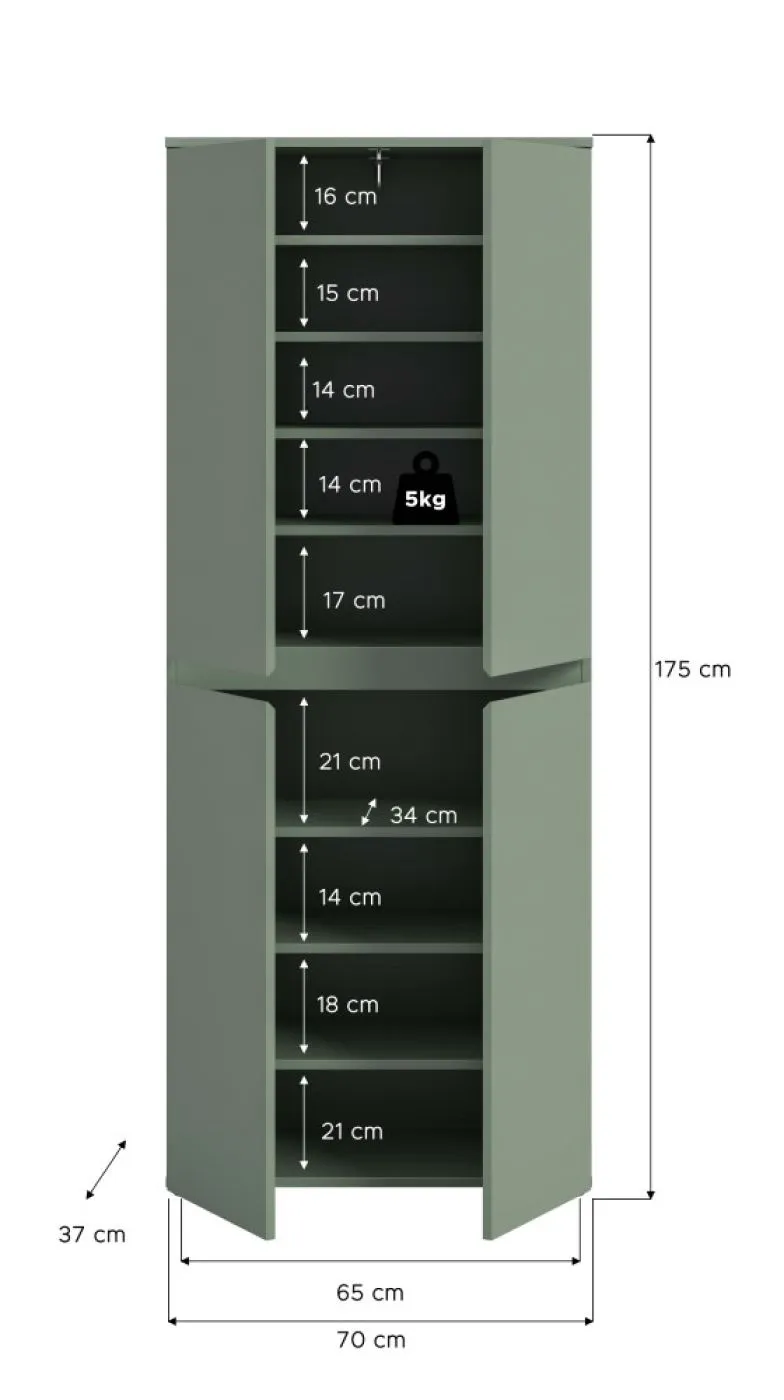 Universalschrank Scarpa | 70 x 175cm | Smoke green