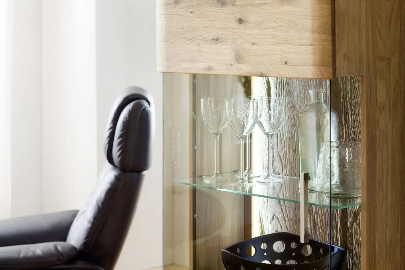 Vitrine 1 Santori | Eiche Bianco | LED Beleuchtung