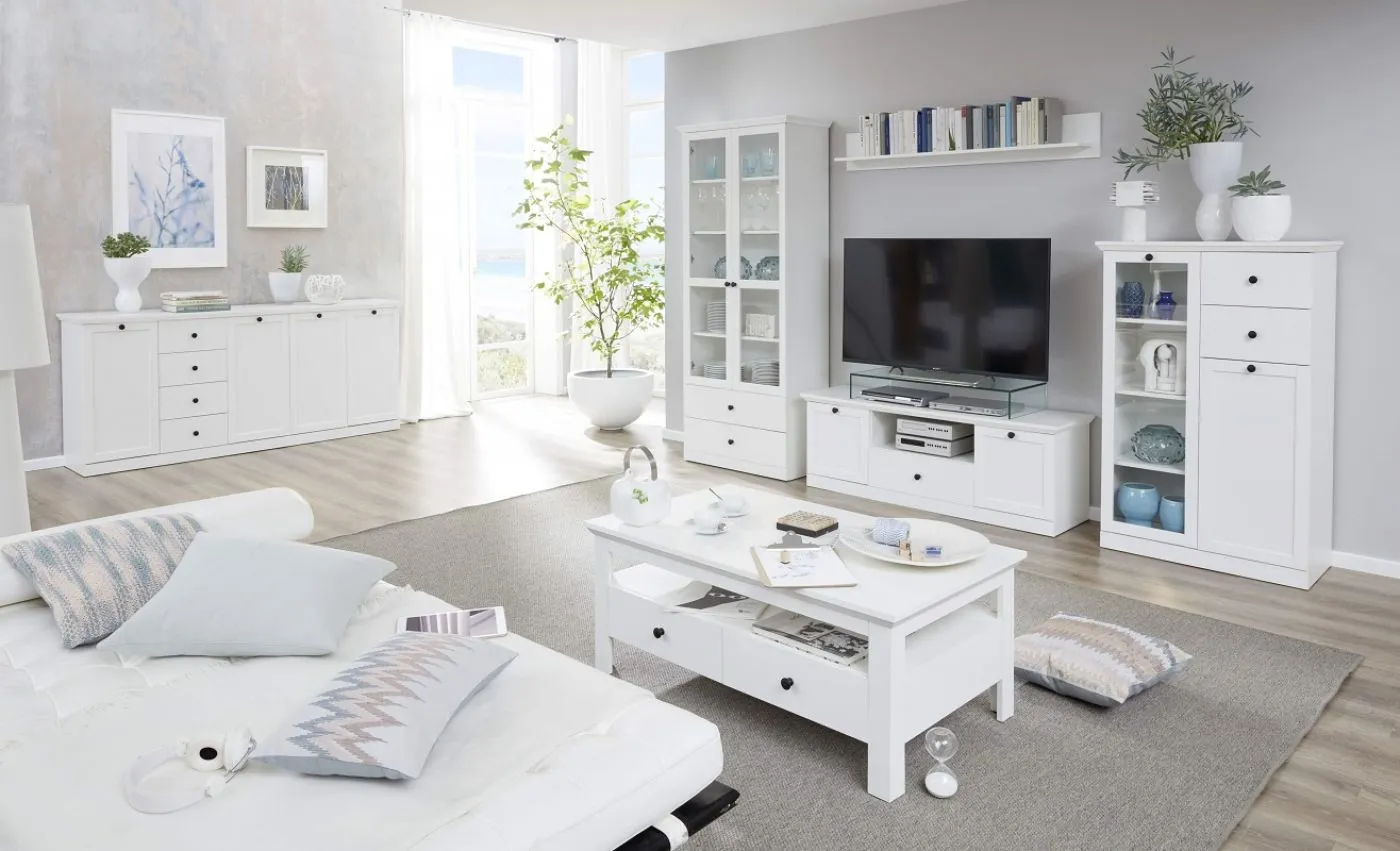 Vitrine Baxter | Landhausstil | weiß | LED Beleuchtung