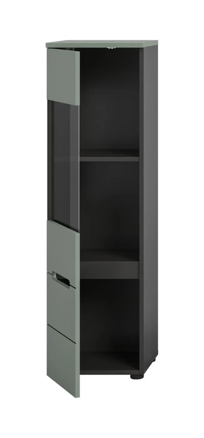 Vitrine Canu | Smoke Green / Basalt Grau ohne Beleuchtung