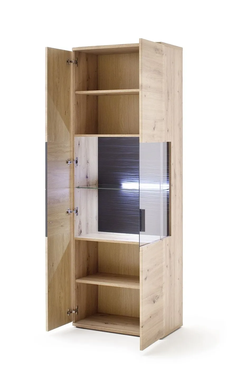 Vitrine Cortona | Balkeneiche / anthrazit | ohne Beleuchtung