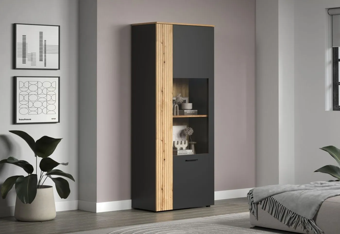 Vitrine Esteban 1 | Anthrazit / Coast Evoke Oak